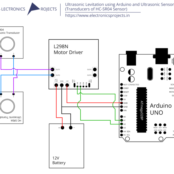 Ultrasonic Levitation using Arduino and Ultrasonic Sensor (Transducers of HC-SR04 Sensor)
